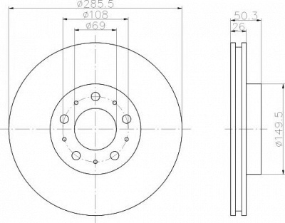 HELLA PAGID 8dd355107051 -  Тормозной диск